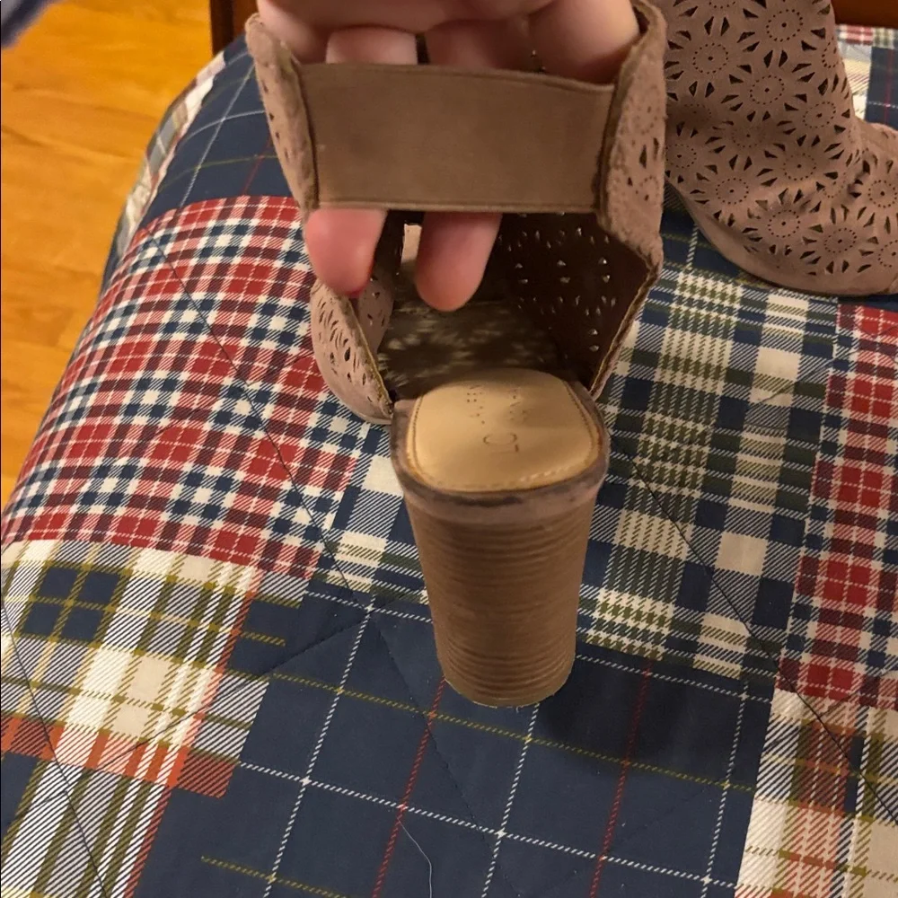 LC Lauren Conrad Taupe Laser-Cut Peep-Toe Block Heel Booties - Picture 7 of 7